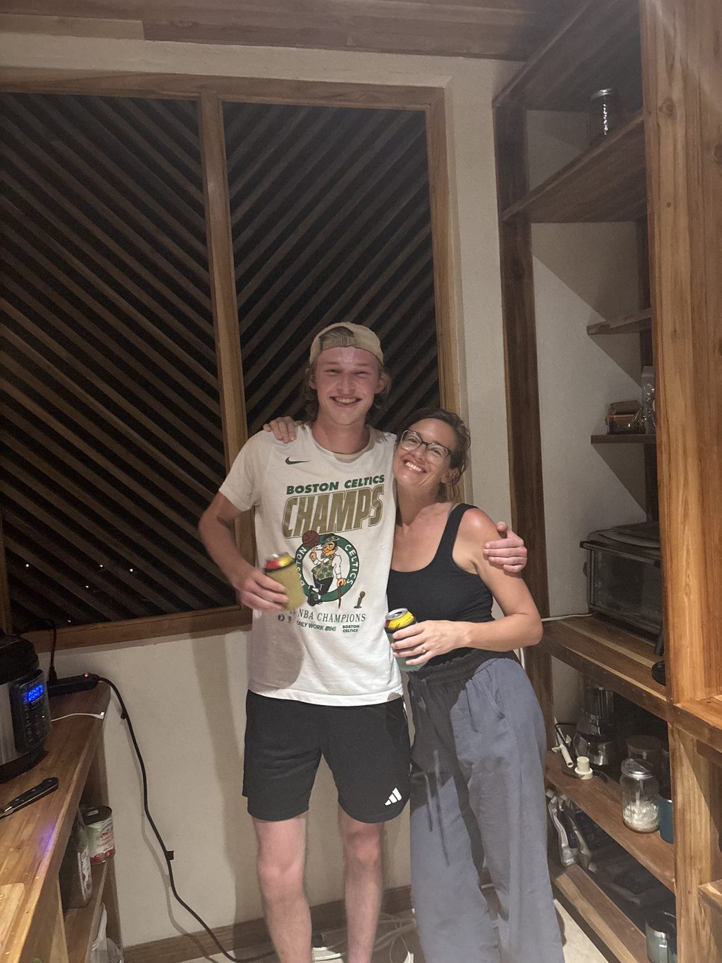 Cassie with Harrison in the kitchen