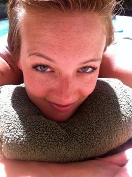 Cassie poolside, years ago